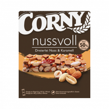 Corny nussvoll Dreierlei Nuss und Karamell Müsliriegel, 4 Stueck, 96g